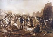 Joshua Cristall The Fish Market,Hastings (mk47) oil painting